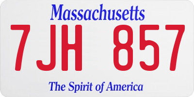 MA license plate 7JH857