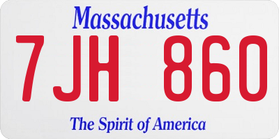MA license plate 7JH860