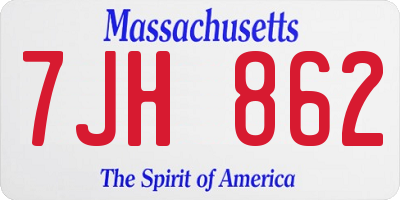 MA license plate 7JH862