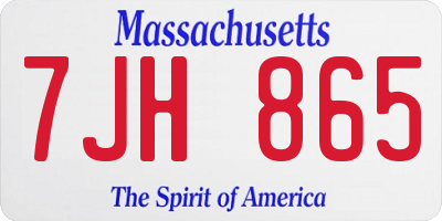 MA license plate 7JH865