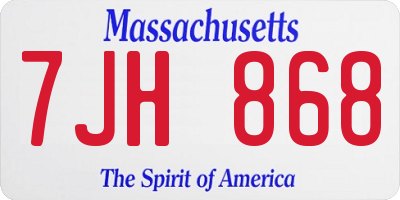 MA license plate 7JH868