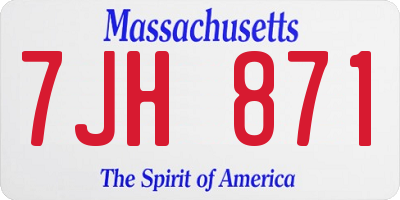 MA license plate 7JH871