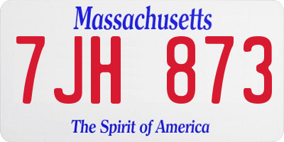 MA license plate 7JH873
