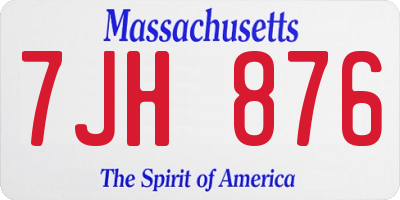MA license plate 7JH876