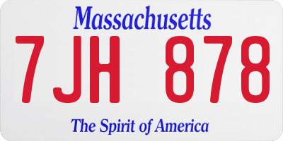 MA license plate 7JH878