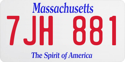 MA license plate 7JH881