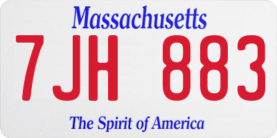 MA license plate 7JH883