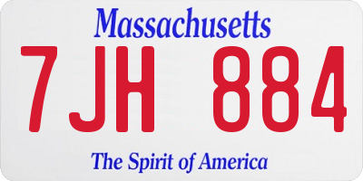 MA license plate 7JH884