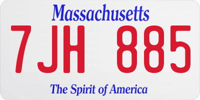 MA license plate 7JH885