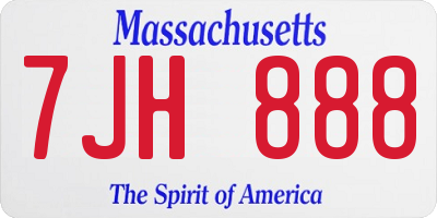 MA license plate 7JH888