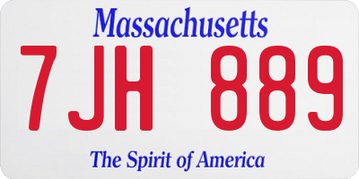 MA license plate 7JH889