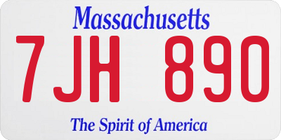 MA license plate 7JH890
