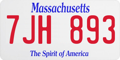 MA license plate 7JH893