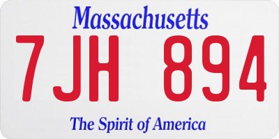 MA license plate 7JH894