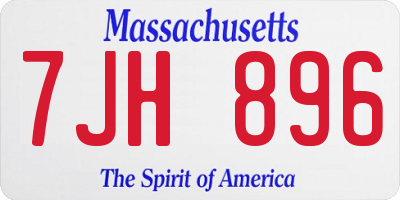 MA license plate 7JH896
