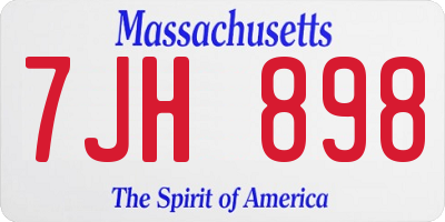 MA license plate 7JH898