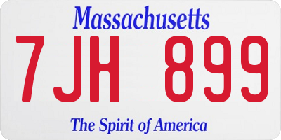 MA license plate 7JH899