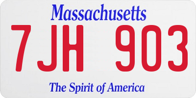 MA license plate 7JH903