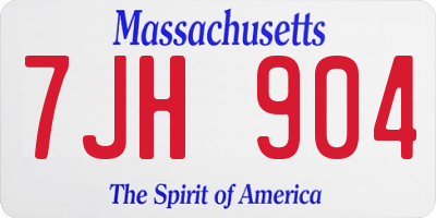 MA license plate 7JH904