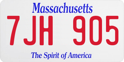 MA license plate 7JH905