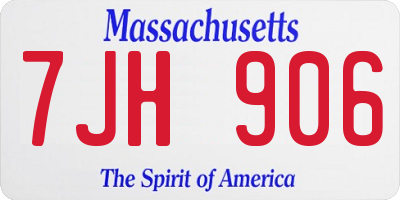 MA license plate 7JH906