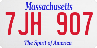 MA license plate 7JH907