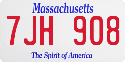 MA license plate 7JH908
