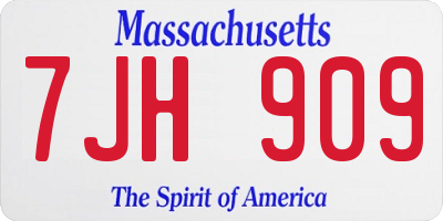 MA license plate 7JH909