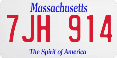 MA license plate 7JH914