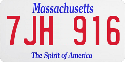 MA license plate 7JH916