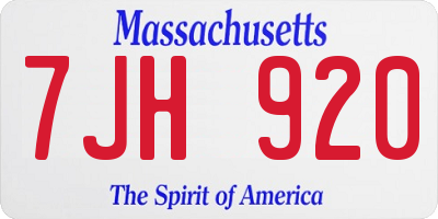 MA license plate 7JH920