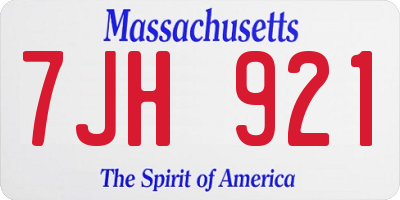 MA license plate 7JH921