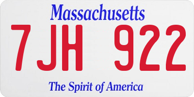 MA license plate 7JH922