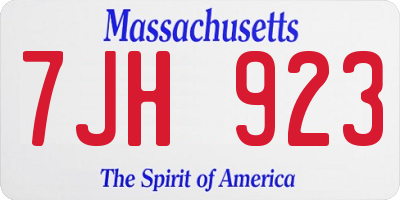 MA license plate 7JH923