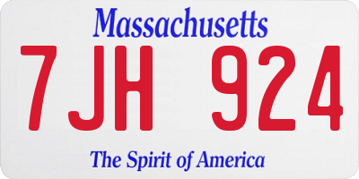 MA license plate 7JH924