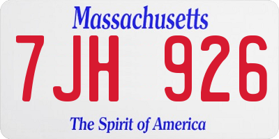 MA license plate 7JH926