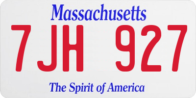 MA license plate 7JH927