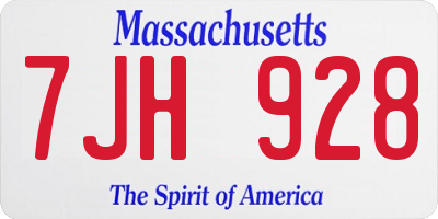 MA license plate 7JH928