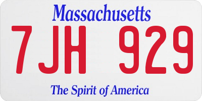 MA license plate 7JH929