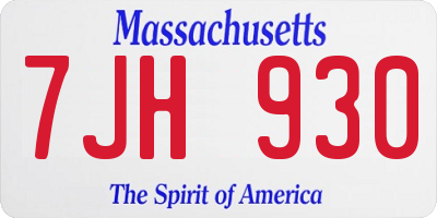 MA license plate 7JH930