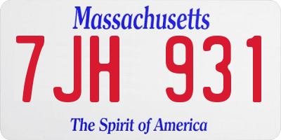 MA license plate 7JH931
