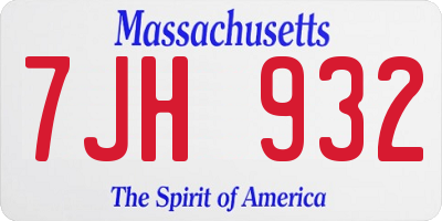 MA license plate 7JH932