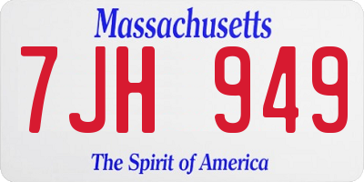 MA license plate 7JH949
