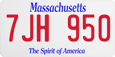 MA license plate 7JH950