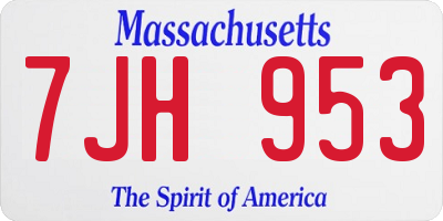 MA license plate 7JH953