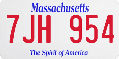 MA license plate 7JH954
