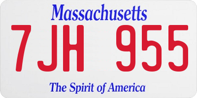 MA license plate 7JH955