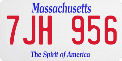 MA license plate 7JH956