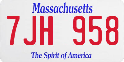 MA license plate 7JH958