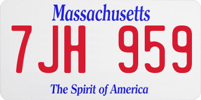 MA license plate 7JH959